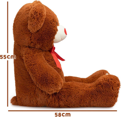 Giant Teddy Bear – 36" Plush Stuffed Animal with Red Heart, Brown