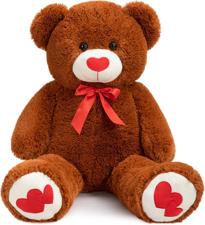 Giant Teddy Bear – 36" Plush Stuffed Animal with Red Heart, Brown